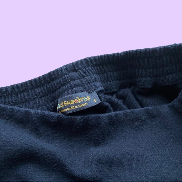 Amazing vintage y2k black cropped wide leg thick cotton pants 🔥 - Picture 4 of 4